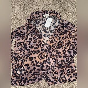Cloth & Stone Leopard Print Blouse - Brown and Black